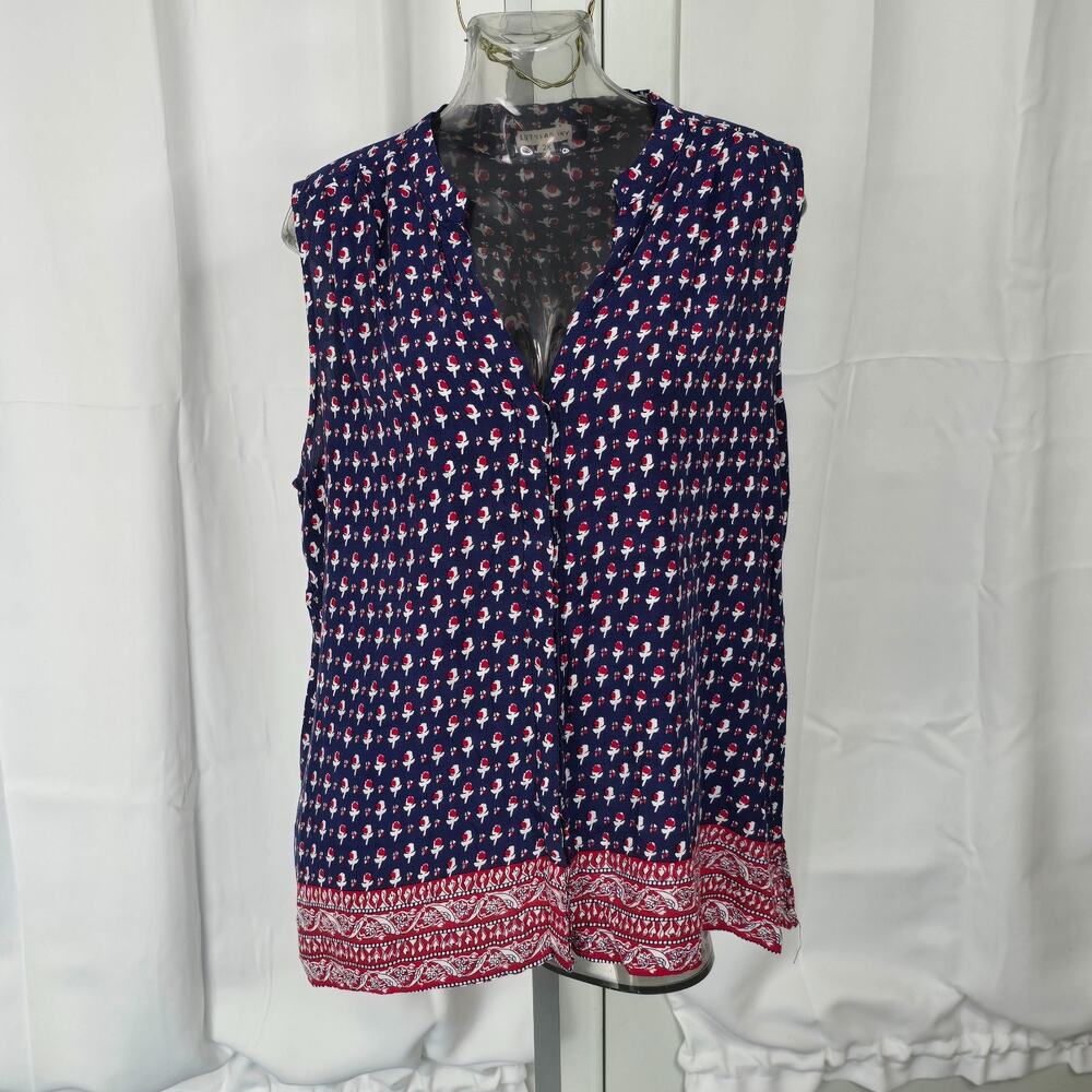 Artisan NY Rayon Red White and Blue Sleeveless Top Size 2X
